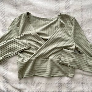 Sage green wrap crop top